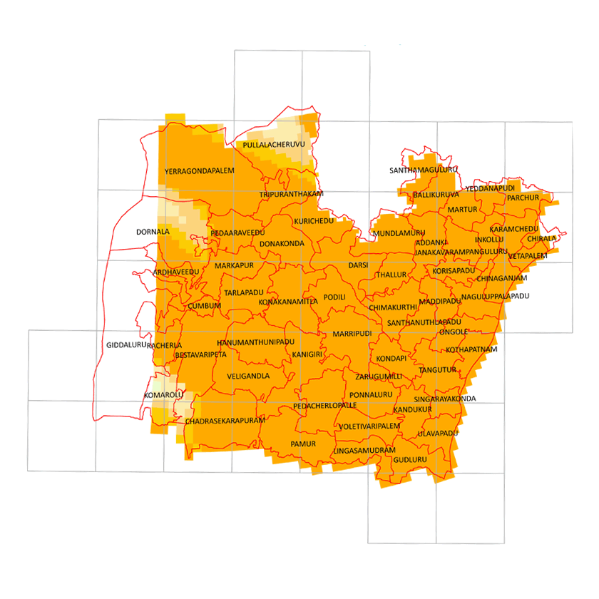 Storm surge inundation map for cyclone with wind speed 